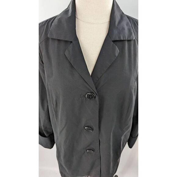 Faconnable Women Black Button-Up Long Sleeve Water Resistant Jacket Size Large - Picture 2 of 13